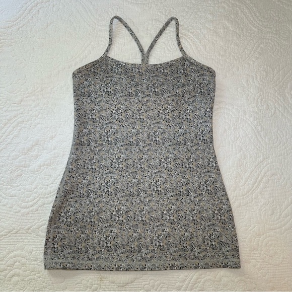 Lululemon Power Y Tank Top. Color: Petite Fleur Silver Spoon. Size: 6. - Picture 3 of 9